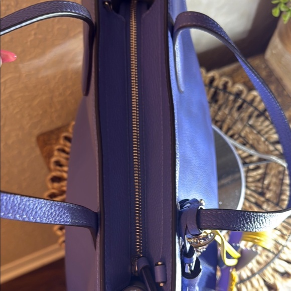 Kate Spade Blue Leather Tote Bag RETALS $489 NWOT 12”1/2 L X 9”D DUSTY 2️⃣ - Picture 6 of 11